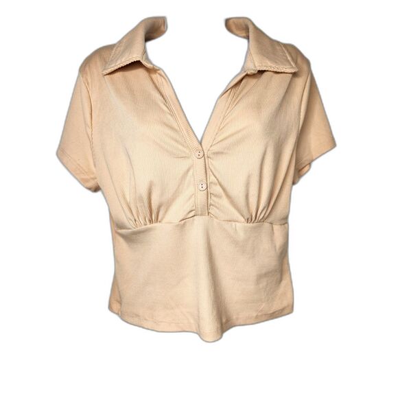 Y2K Style Woman's Rib Knit Crop Top Light Peach Orange XL Princess Coquette - Picture 1 of 6